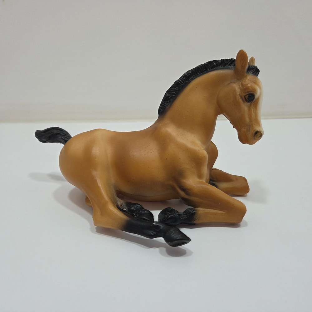 VTG BREYER HORSE Lying Down Foal Buckskin Black Tail Mane #166 - 1969-73 1975-76